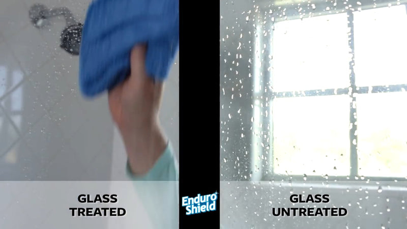 EnduroShield-treated shower door — water beads off, glass stays crystal clear