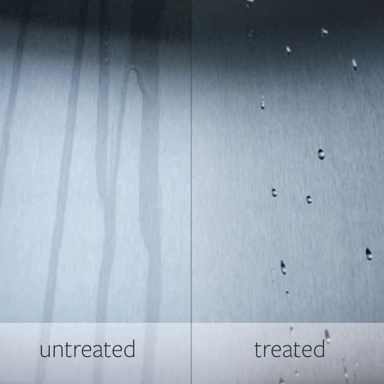 enduroshield stainless steel coating showing treated versus untreated water running down